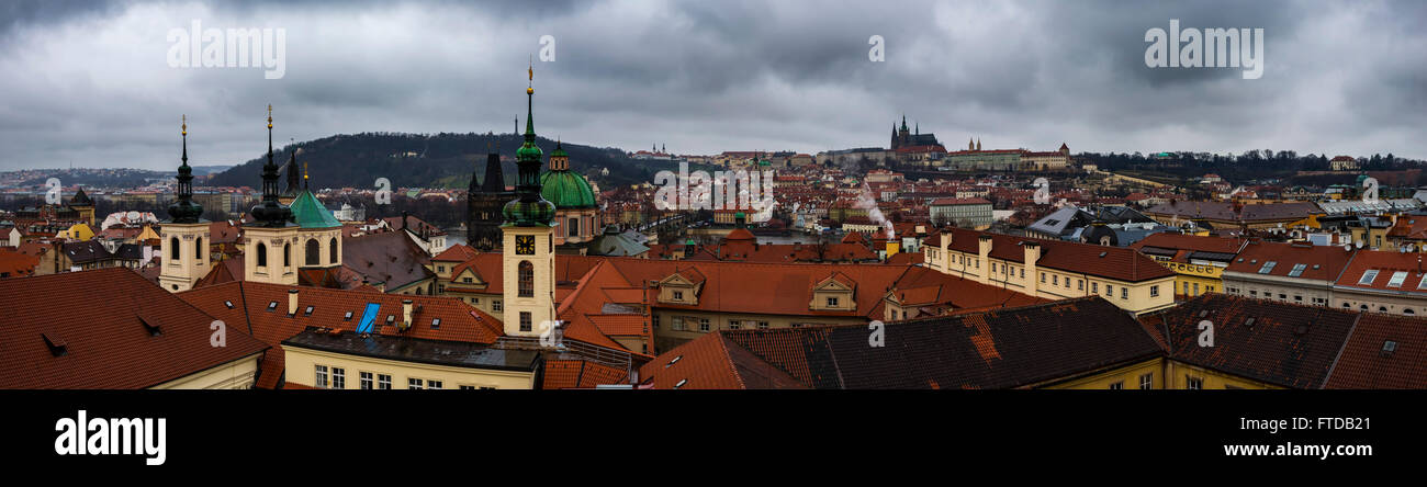 Panorama von Prag Tschechien im winter Stockfoto