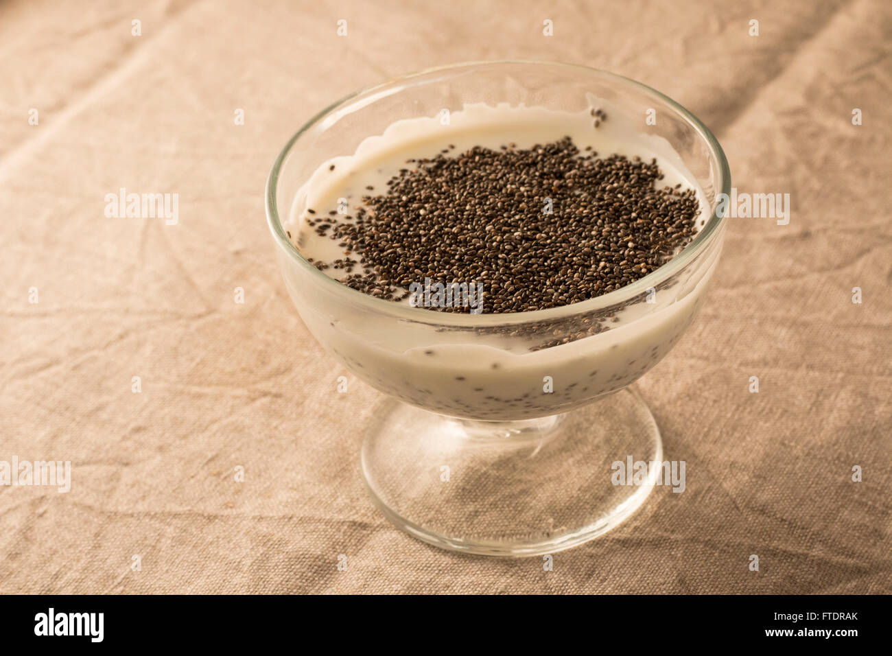 Griechischer Joghurt dissert mit Chia-Samen Stockfoto