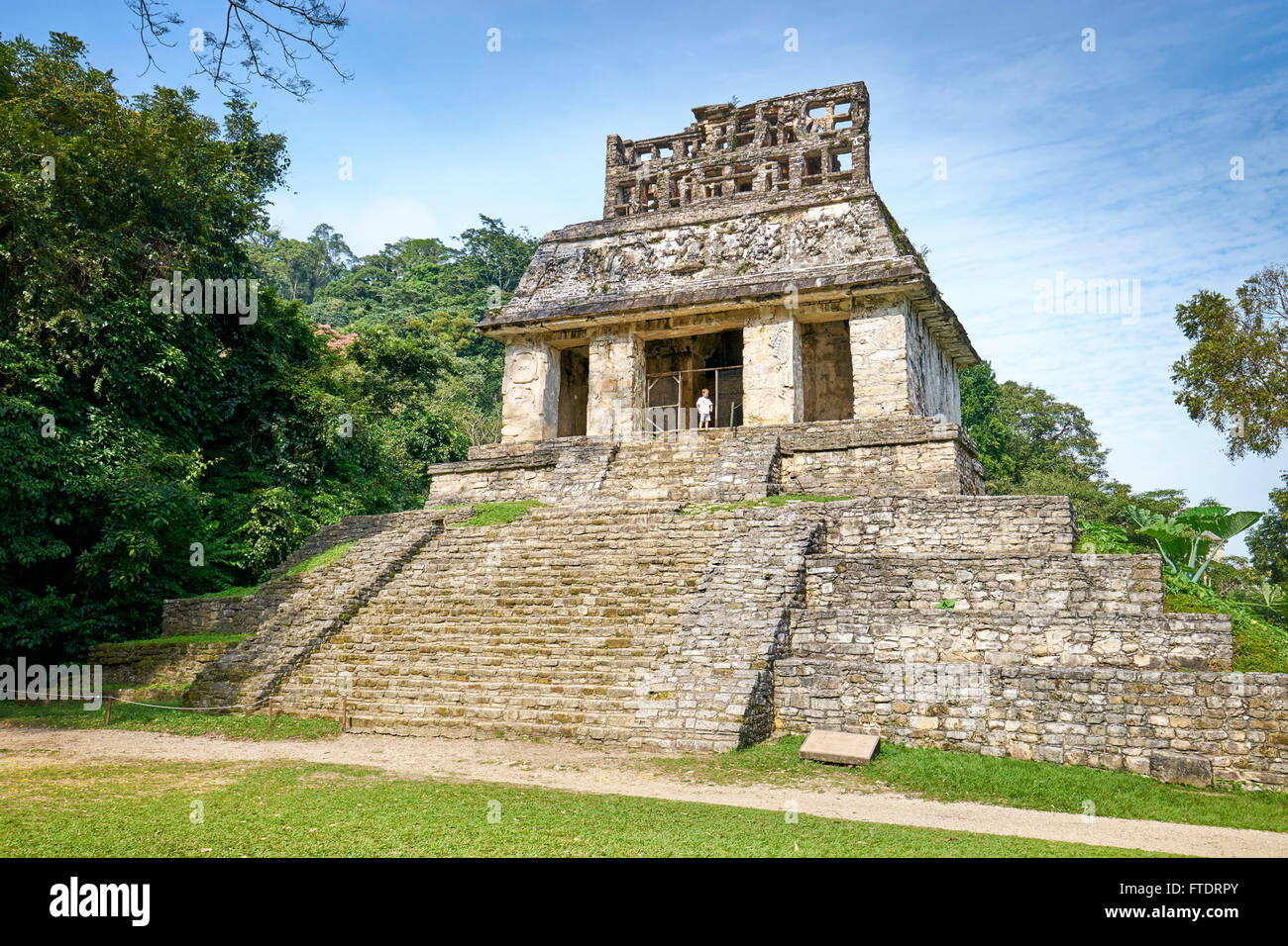 Sonnentempel, alten Maya Stadt Palenque, Chiapas, Mexiko Stockfoto