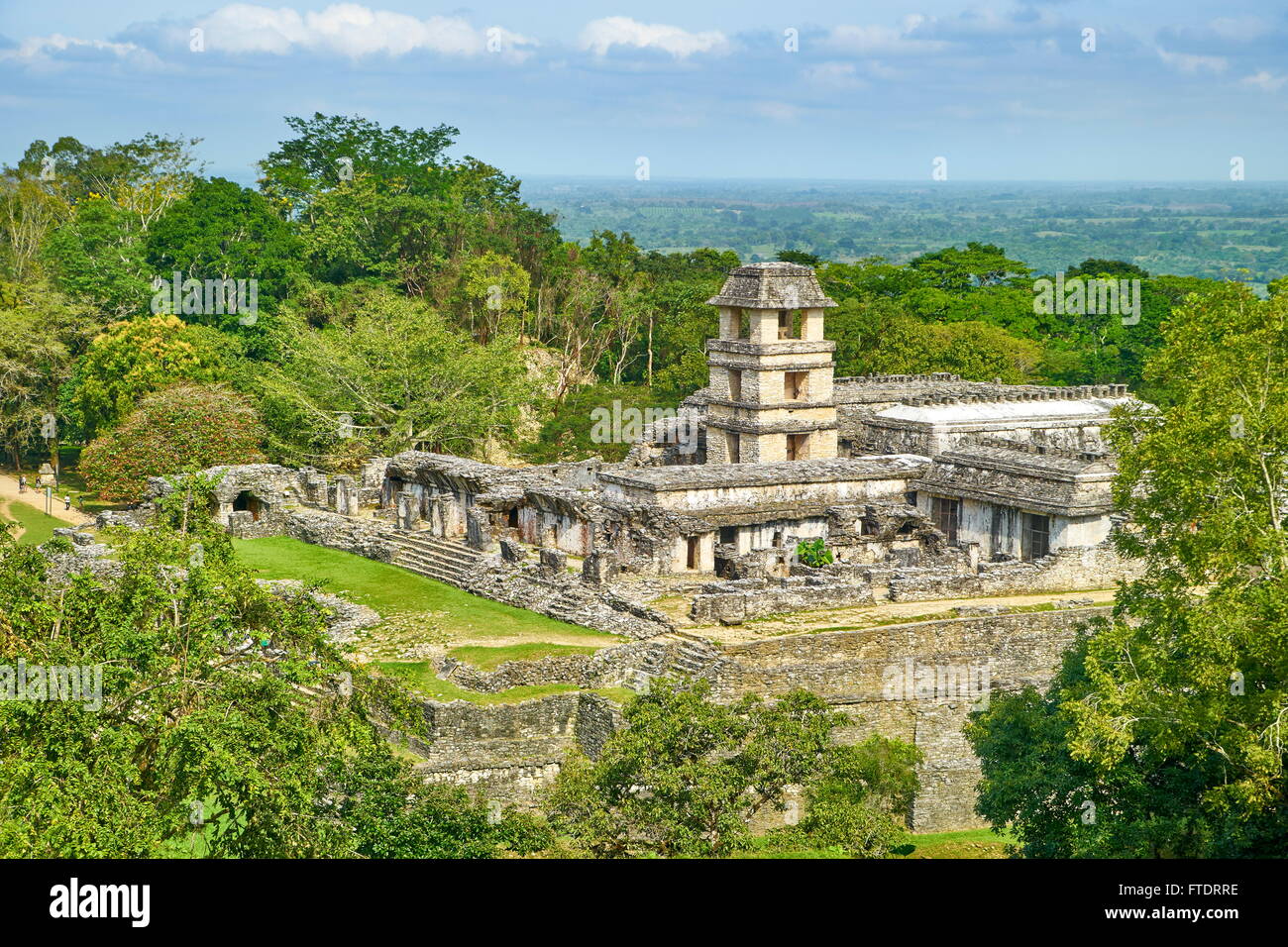 Ruine der Maya Palace, archäologische Stätte Palenque, Palenque, Chiapas, Mexiko Stockfoto