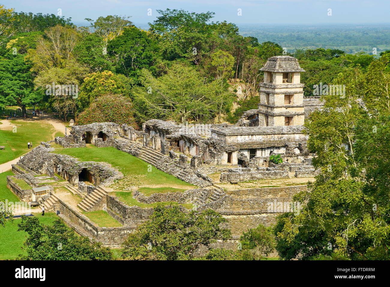 Ruine der Maya Palace, archäologische Stätte Palenque, Palenque, Chiapas, Mexiko Stockfoto