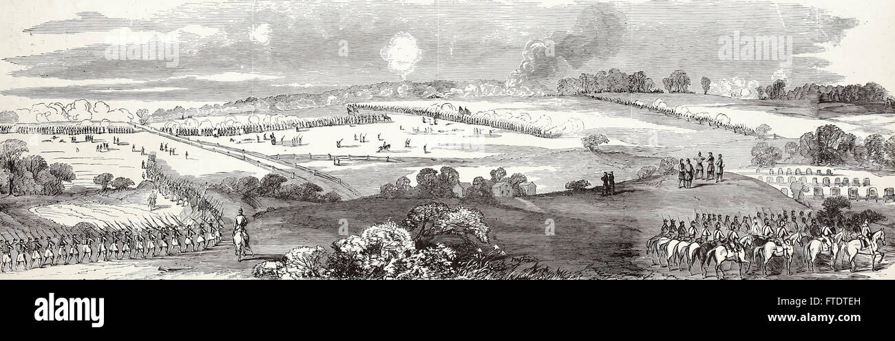 Schlacht von Antietam - Zentrum und rechten Flügel der General McClellans Armee unter dem Kommando von Generälen Hooker, Sumner und Franklin, beschäftigt sich mit der Armee der Konföderierten, unter der Leitung von Generälen Longstreet, Jackson und Lee - 17. September 1862. USA Bürgerkrieg Stockfoto