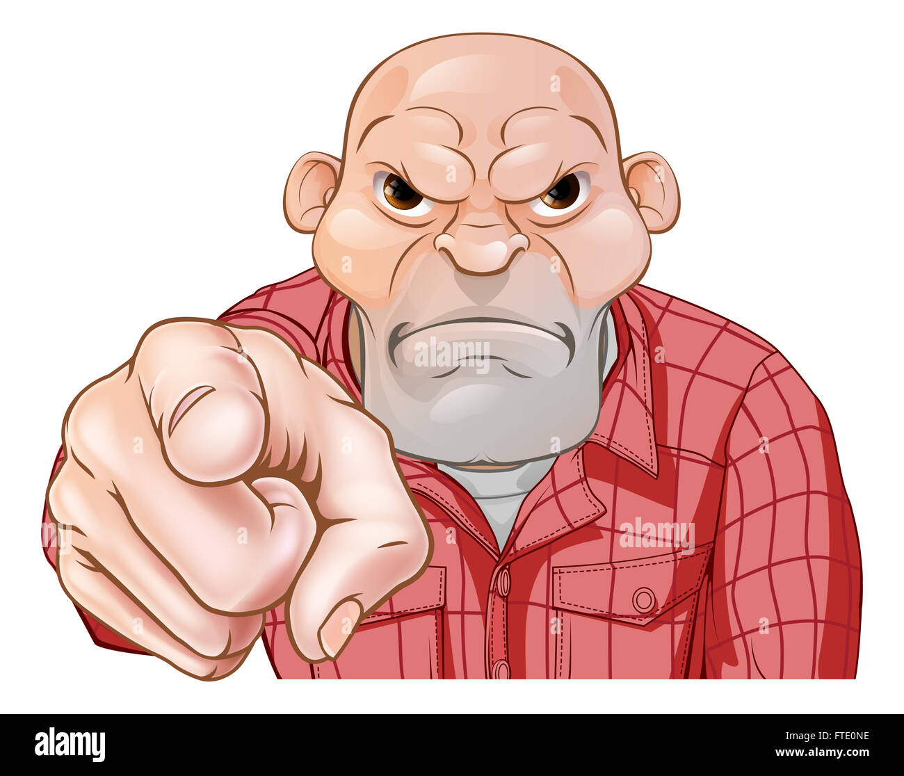 Eine bedrohlich bedeutet Suche Cartoon Thug, bully oder Goon Haut Kopf zeigen Stockfoto