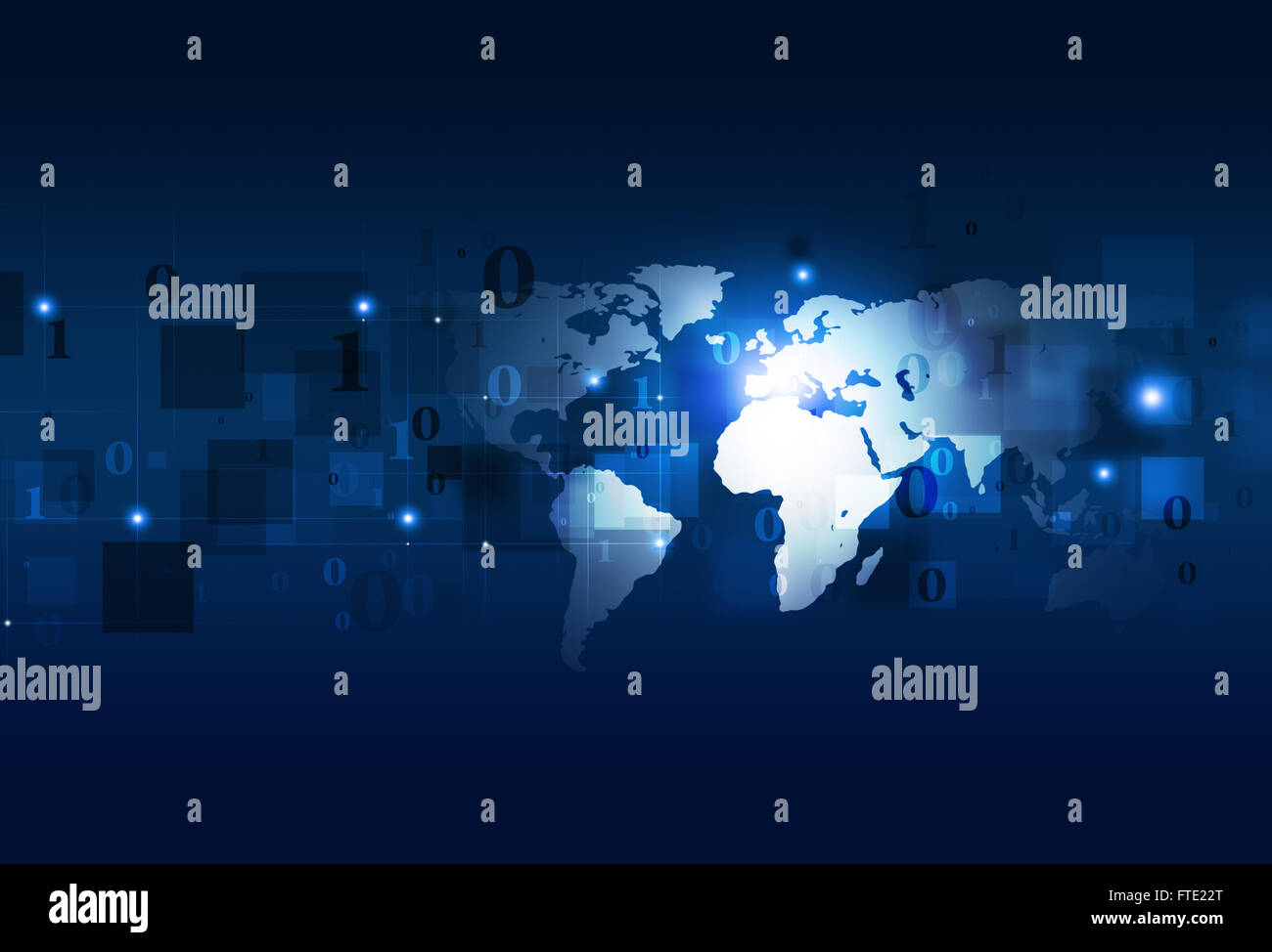 blaue Technologie Binärcode Konzept Kommunikation Hintergrund Stockfoto