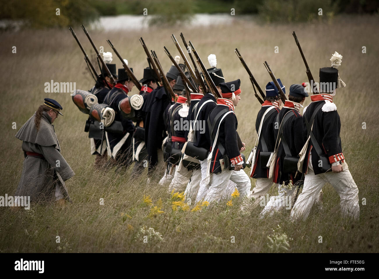 London, Ontario, Kanada. Re-enactment Schildern eine Schlacht, wie der Krieg von 1812 in Südwest-Ontario Kanada gehört. Im Laufe Stockfoto
