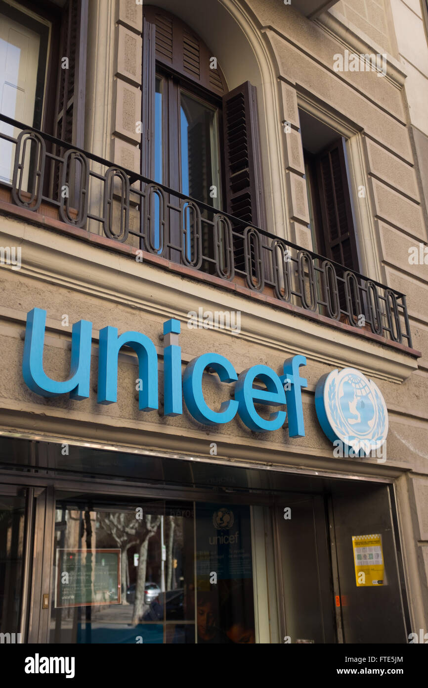 UNICEF-Zentrale in barcelona Stockfoto