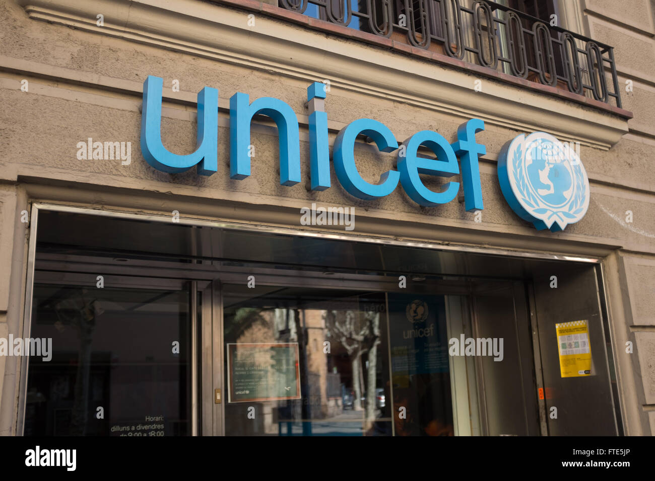 UNICEF-Zentrale in barcelona Stockfoto