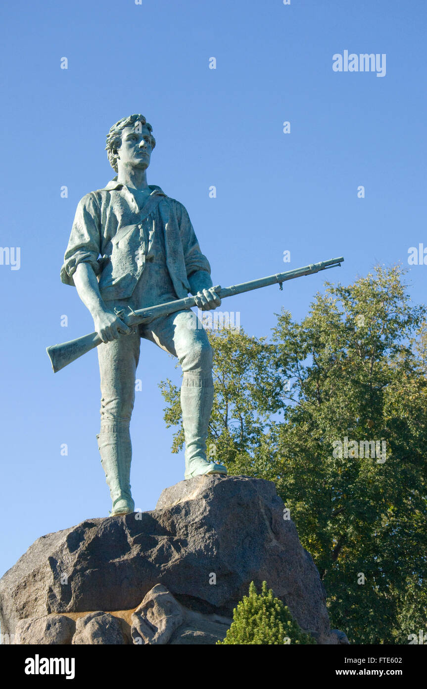 Statue von Captain John Parker an der Hayes Memorial Fountain auf Lexington, Massachusetts von Henry Hudson Kitson Stockfoto