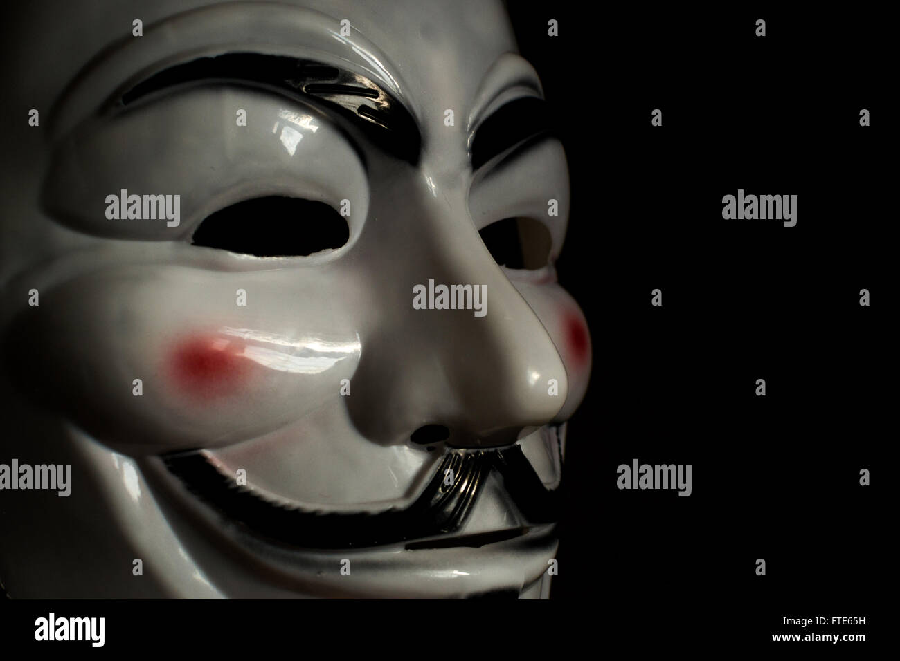 UFA - Russland 22. Februar 2016 - The Guy Fawkes Maske gesehen in dem Film V wie Vendetta gilt als ein Symbol des zivilen Ungehorsams Stockfoto