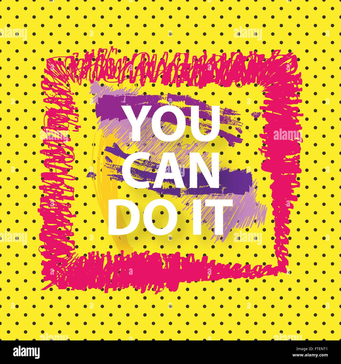 Sie Can Do It Motivation eckig Pastell Schlaganfall Poster. Text-Schriftzug eine inspirierende sagen. Vektor-Design. Stock Vektor