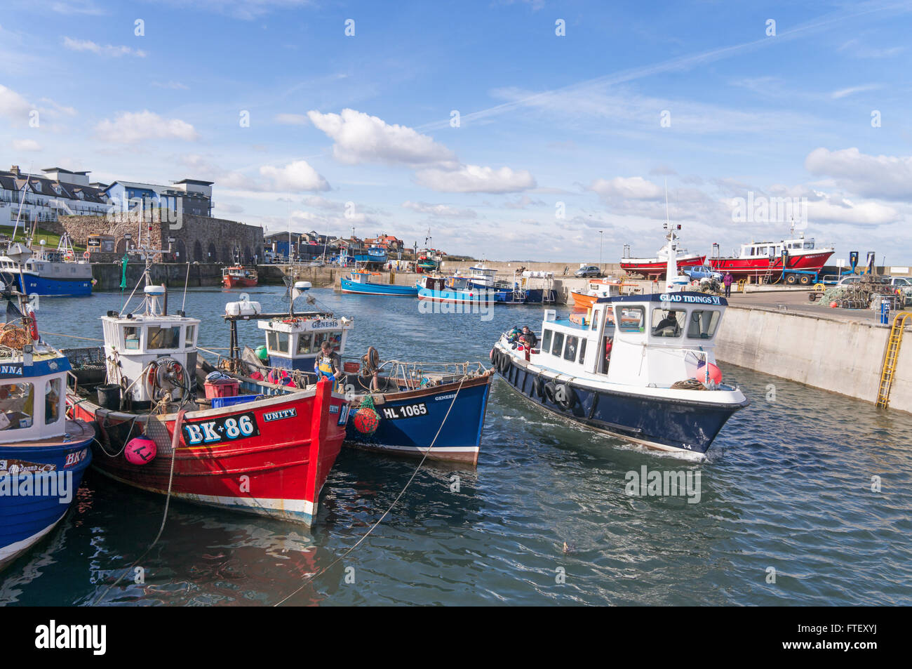Angelboote/Fischerboote in Sunderland Nordhafen vergingen Farne Islands Fahrgastschiff Glad Tidings VI, gemeinsame, Northumberland, Großbritannien Stockfoto Angelboote/Fischerboote in Sunderland Nordhafen vergingen Farne Islands Fahrgastschiff Glad Tidings VI, gemeinsame, Northumberland, Großbritannien Stockfoto
