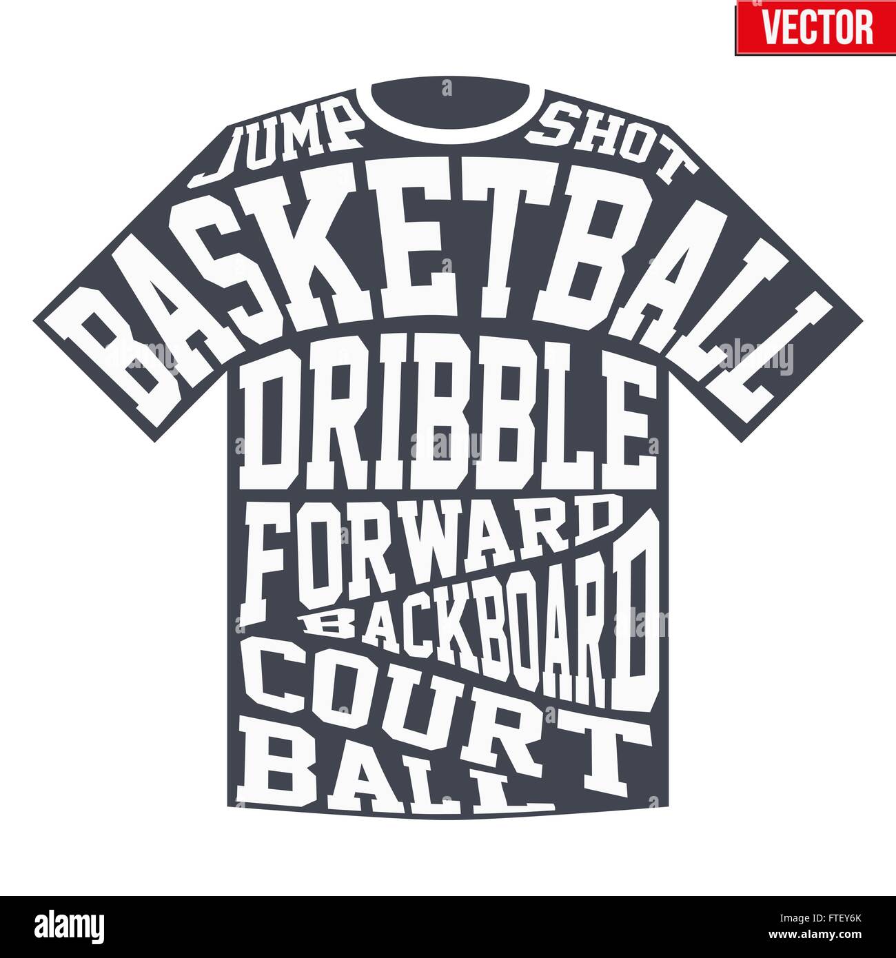 T-Shirt Sport Symbole des Basketballs mit Typografie Stock Vektor