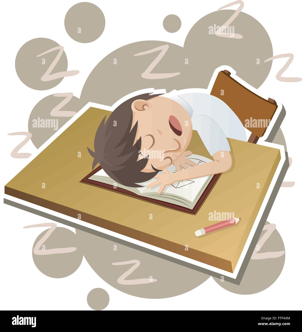 Cartoon-Student schlafen im Klassenzimmer Stock Vektor