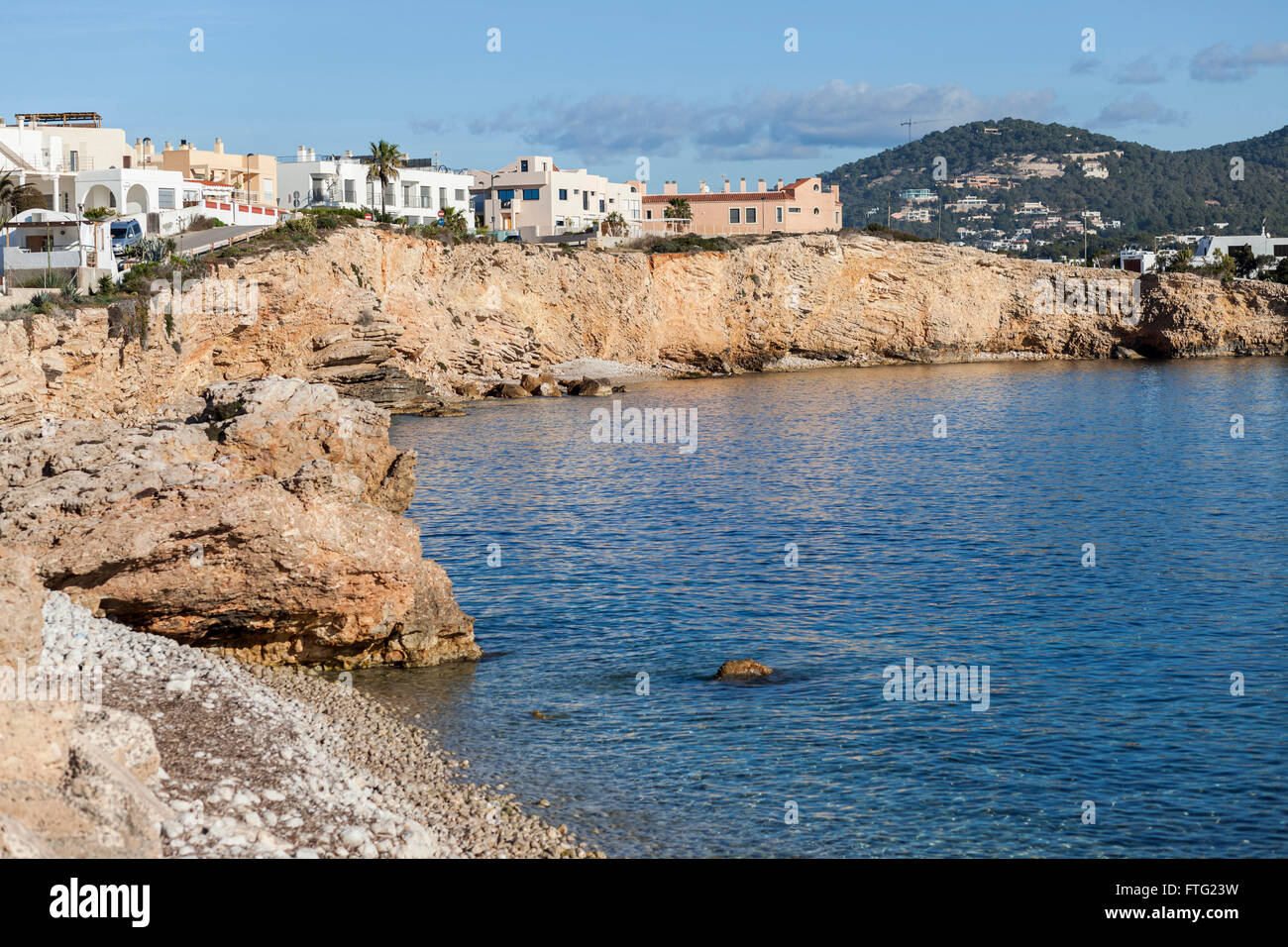 Häuser in der Nähe von Hafen von Ibiza-Ibiza, Balearen, Spanien Küsten. Stockfoto