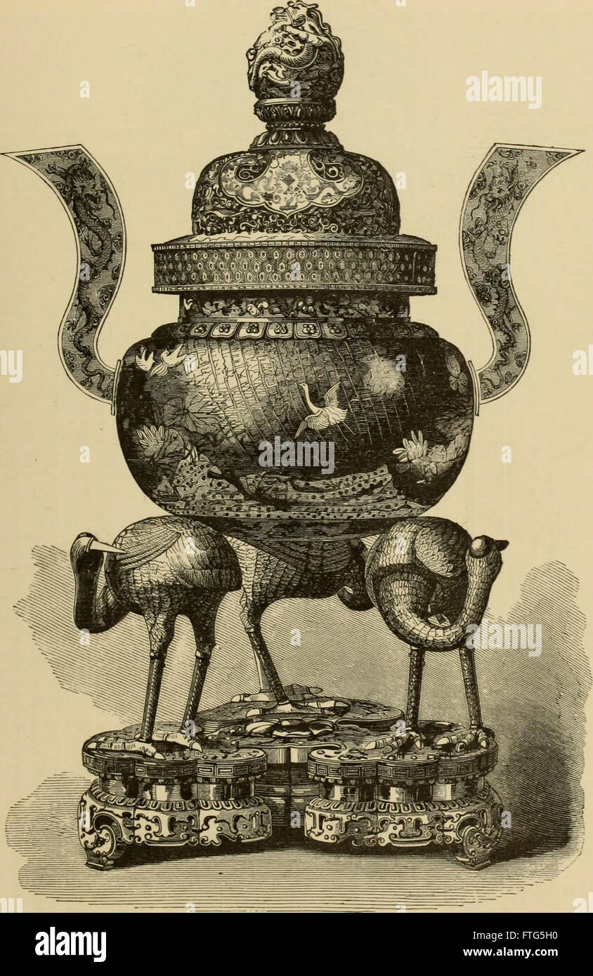 Eine Publikation aus dem Jahr 1875, die Beispiele für Haushaltsdesign und -Einrichtung zeigt und die ästhetischen Vorlieben der Zeit in häuslichen Umgebungen hervorhebt. Stockfoto