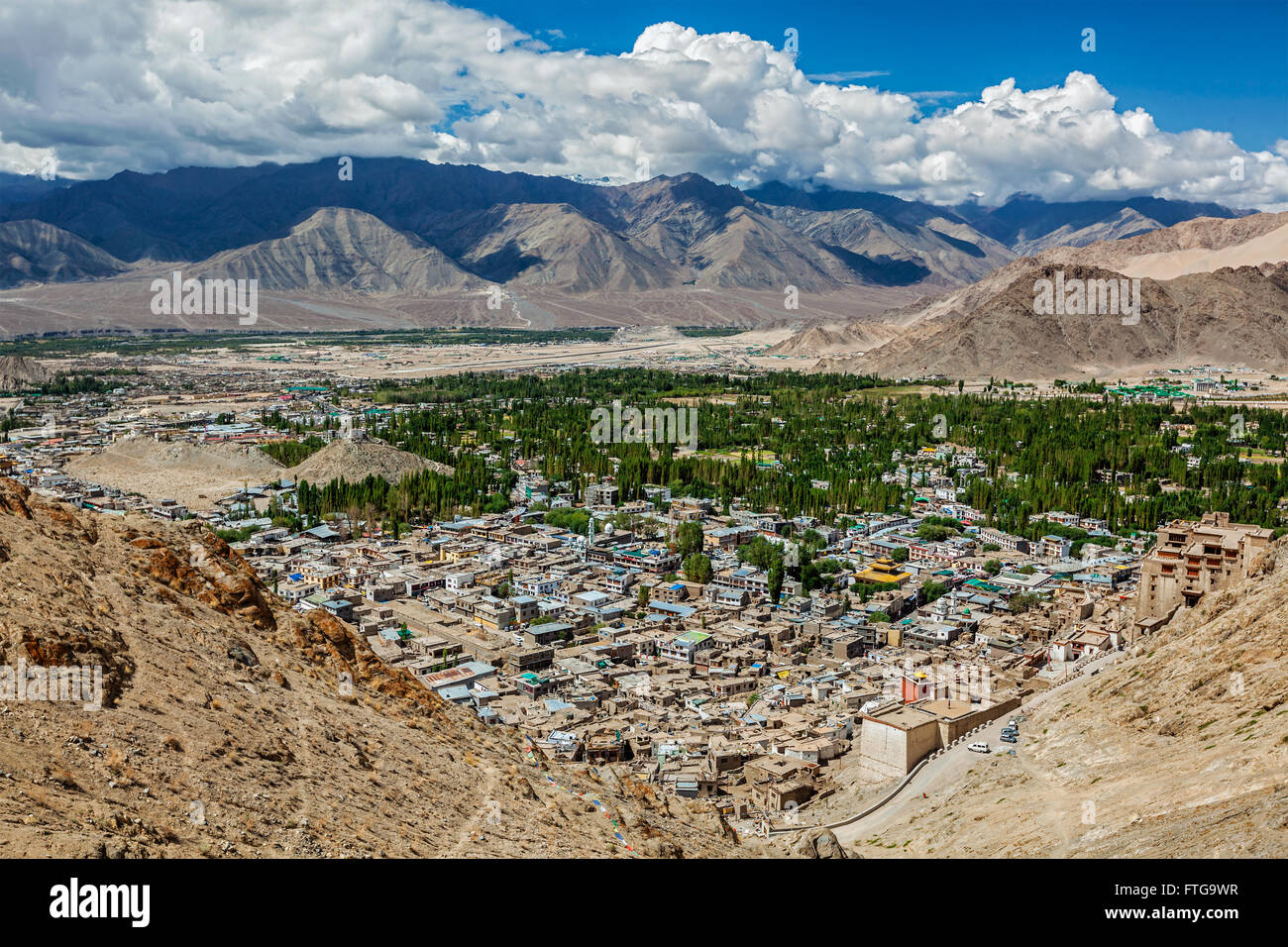 Luftaufnahme des Leh. Ladakh, Indien Stockfoto