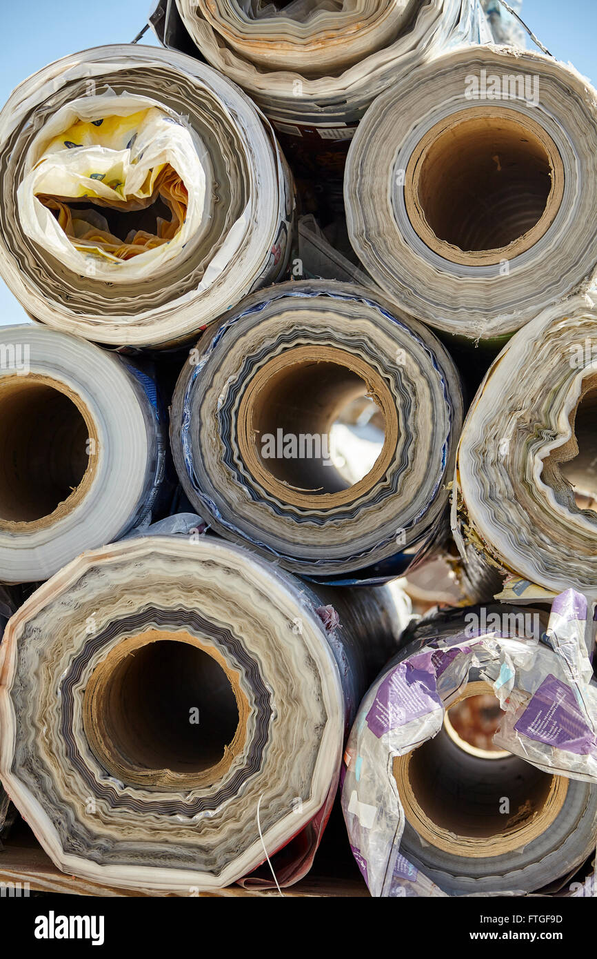 Industrieverpackungen Kunststoff Rollen Abfallrecycling Stockfoto