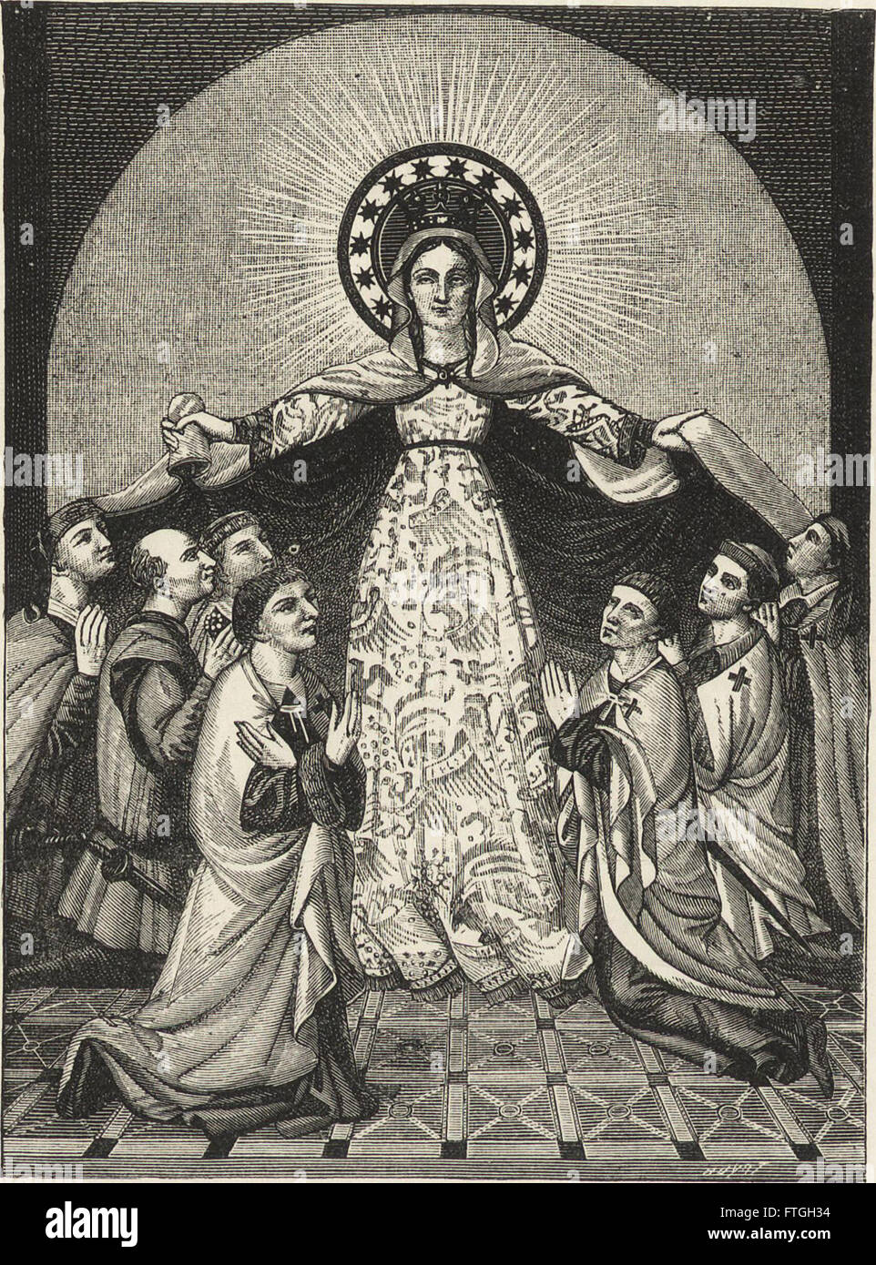 Dieses Werk aus dem Jahr 1870 erforscht das militärische und religiöse Leben im Mittelalter und der Renaissance und beschreibt die Rollen von Soldaten, Geistlichen und die Schnittstelle von Religion und Krieg. Stockfoto