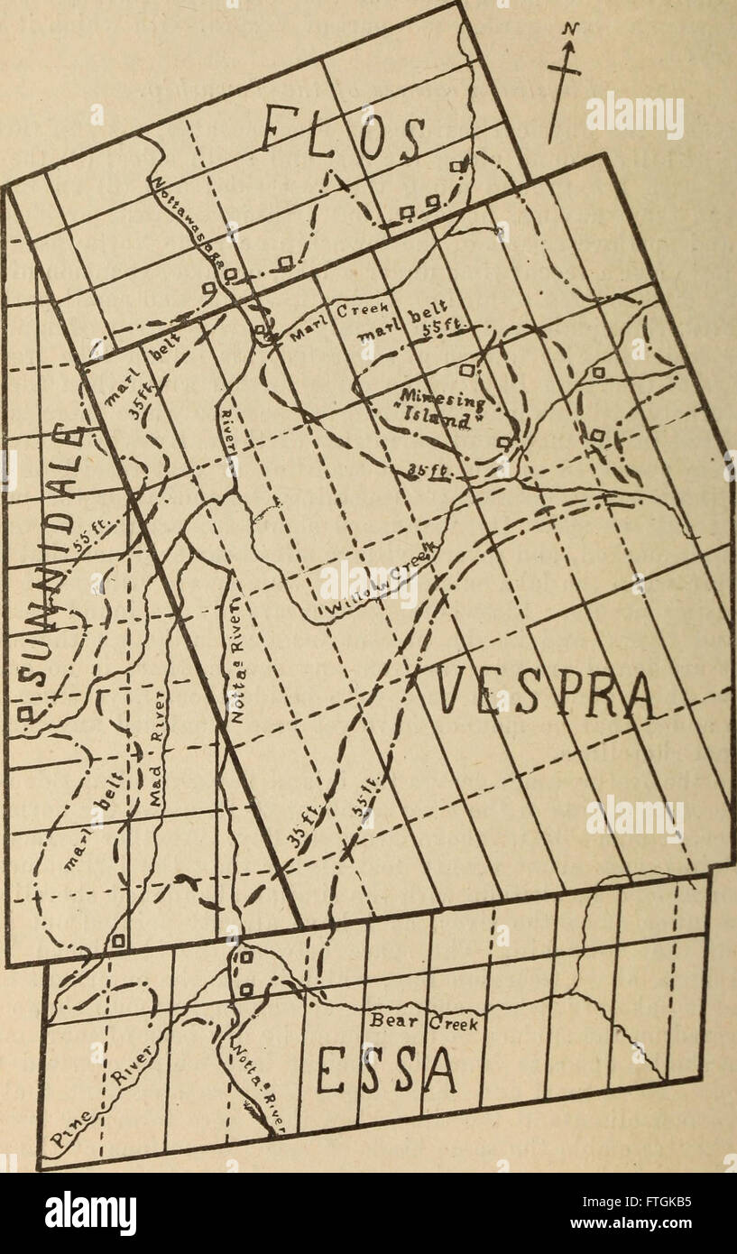 Noten von Seiten des Huron Dörfer in der Gemeinde von Tiny, Simcoe County und angrenzenden Bauteilen. Im Hinblick auf die Identifizierung dieser Dörfer besucht und beschrieben von Champlain vorbereitet und die Stockfoto