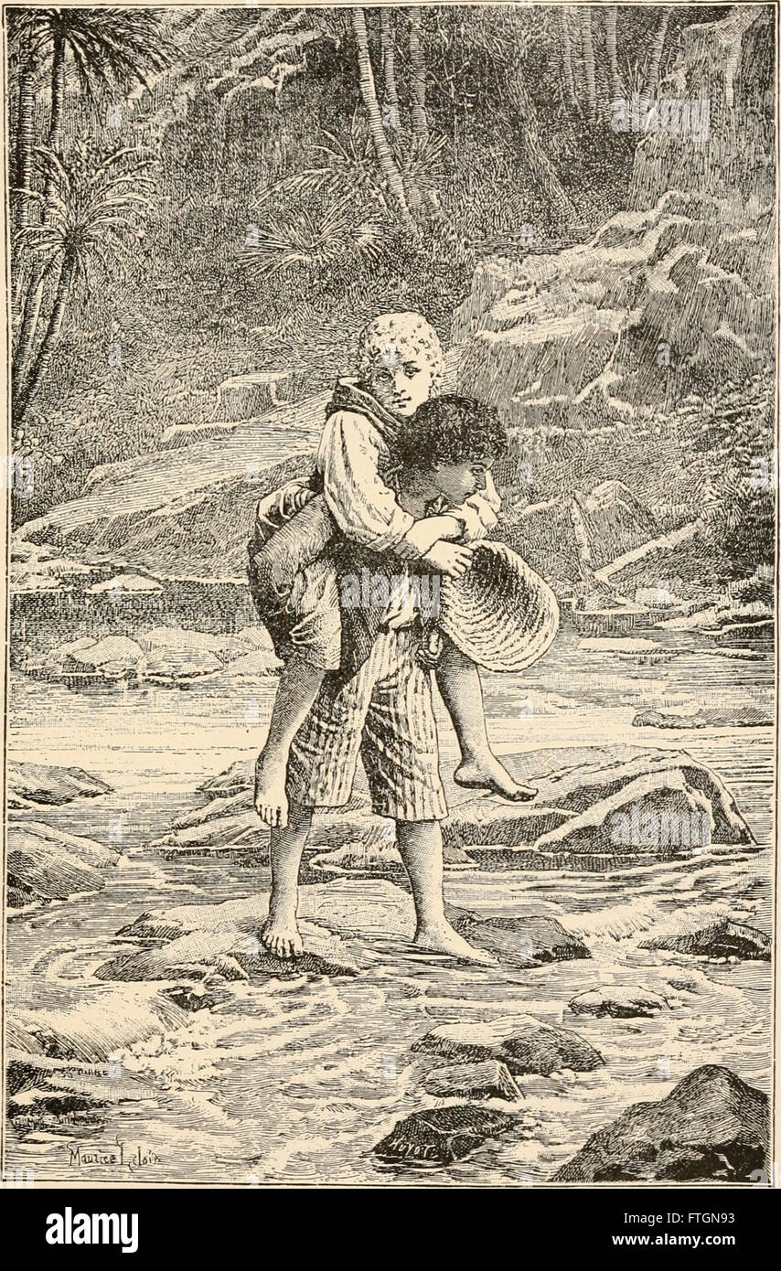 Paul and Virginia (1898) ist ein Roman von Bernardin de Saint-Pierre, eine klassische französische Geschichte über Liebe, Natur und die Unschuld der Jugend, die auf Mauritius im 18. Jahrhundert spielt. Stockfoto
