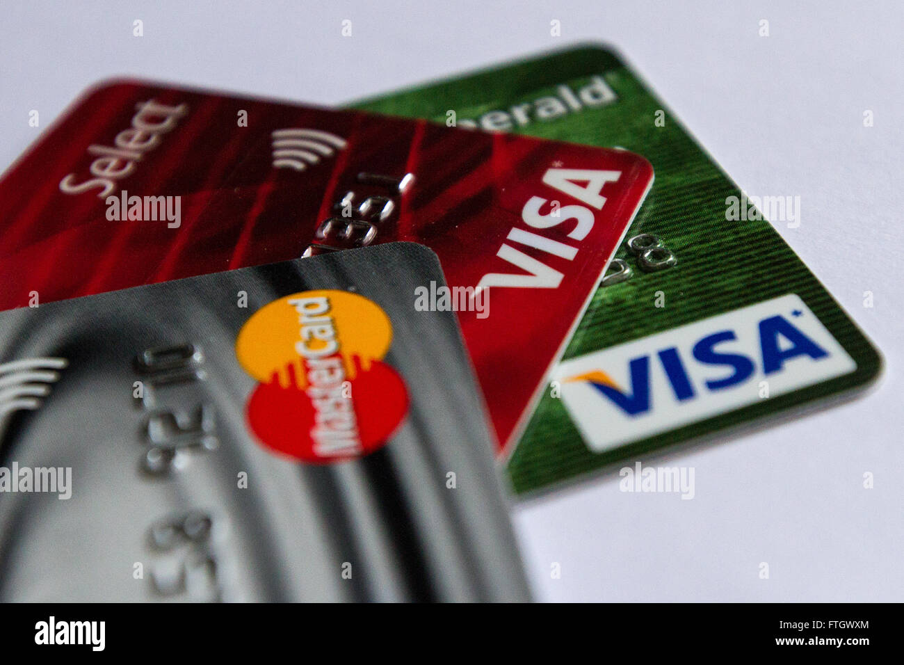 Einige Kreditkarten in Kingston, Ontario, am 15. März 2016 abgebildet. Foto: Lars Hagberg Stockfoto