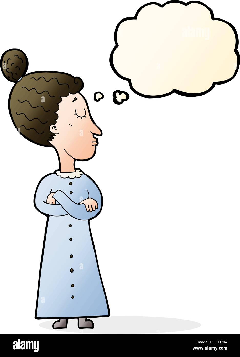 Cartoon strengen viktorianischen Lehrer mit Gedankenblase Stock Vektor