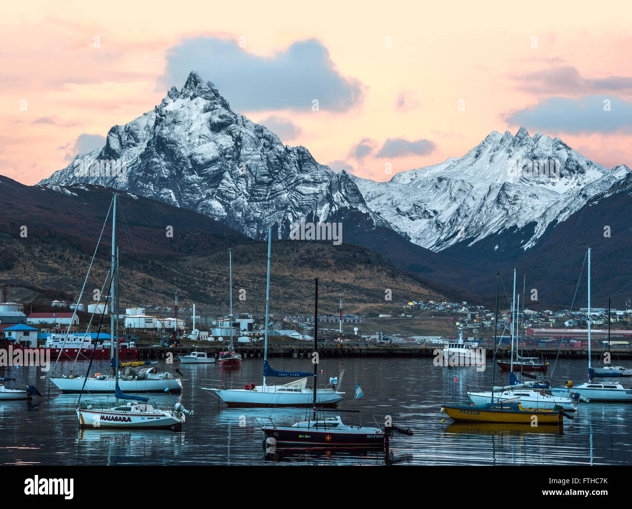 Hafen von Ushuaia, Feuerland, Patagonien, Argentinien Stockfoto