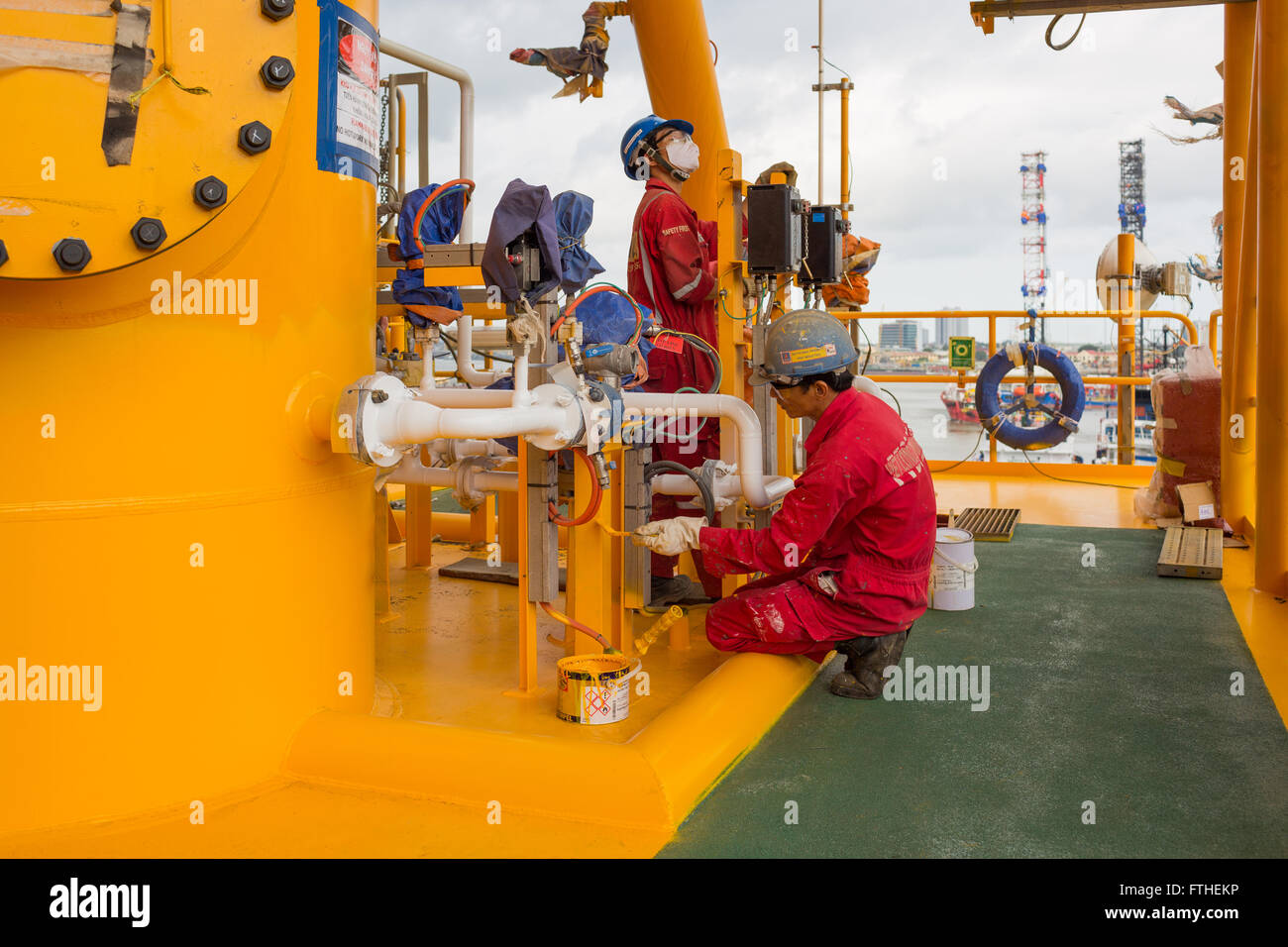 Bild einer Bohrinsel Mann Stockfoto