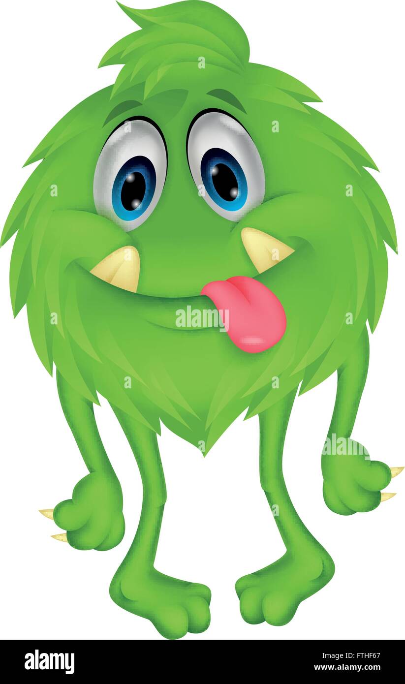 Susse Haariges Grunes Monster Stock Vektorgrafik Alamy