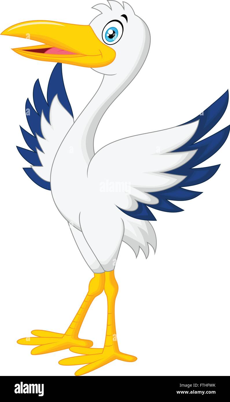 Cute Stork cartoon Posing Stock Vektor