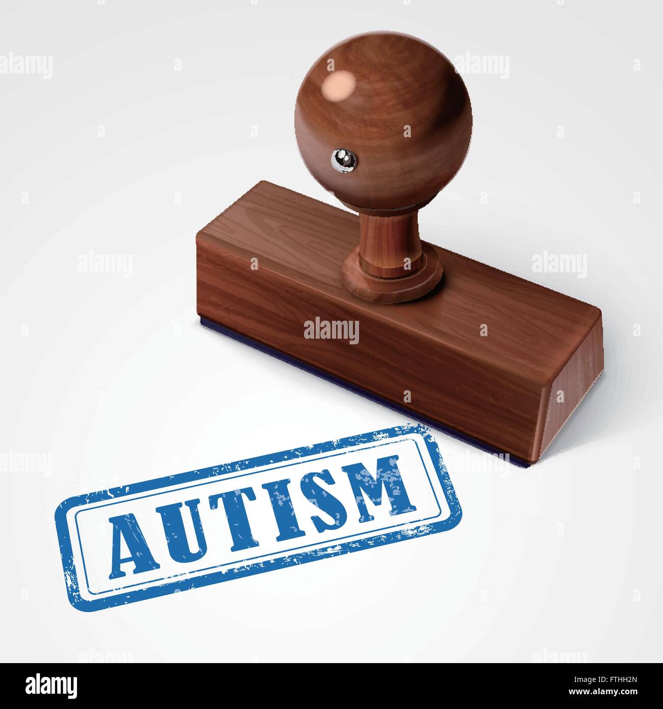 Stempel-Autismus in blau auf weißem Hintergrund Stock Vektor