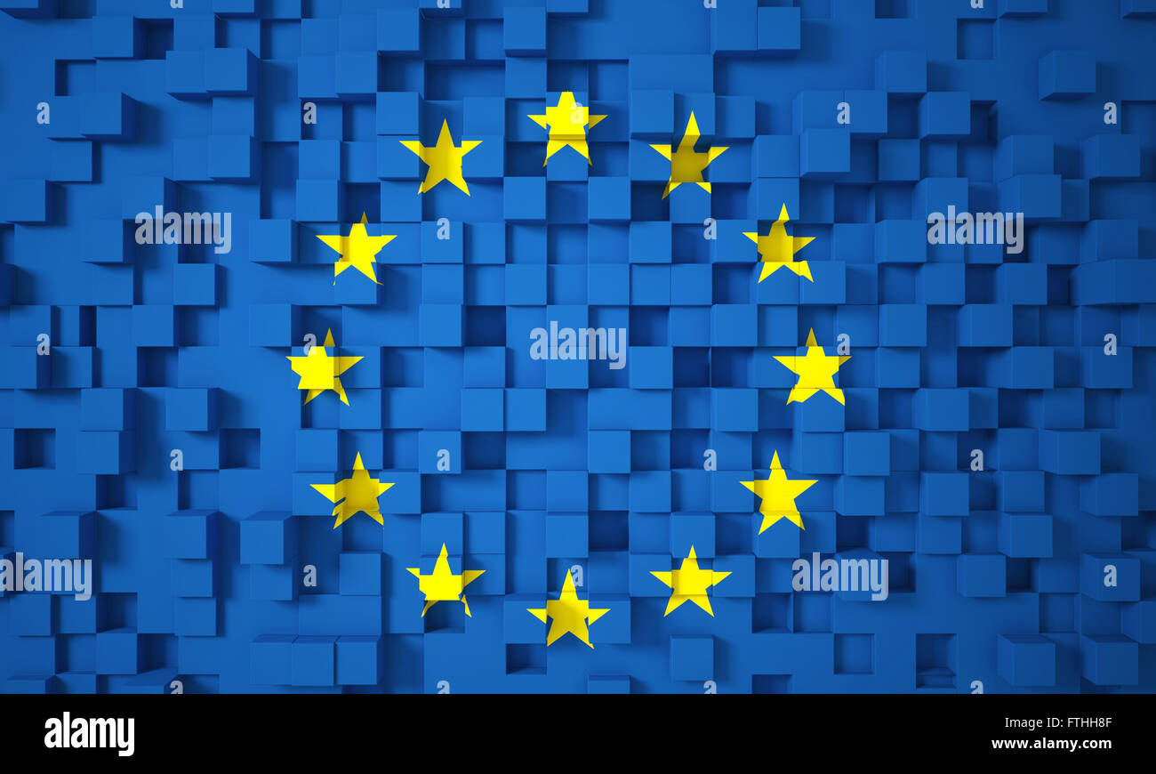 3D Europa Flagge geometrischen Hintergrund Stockfoto