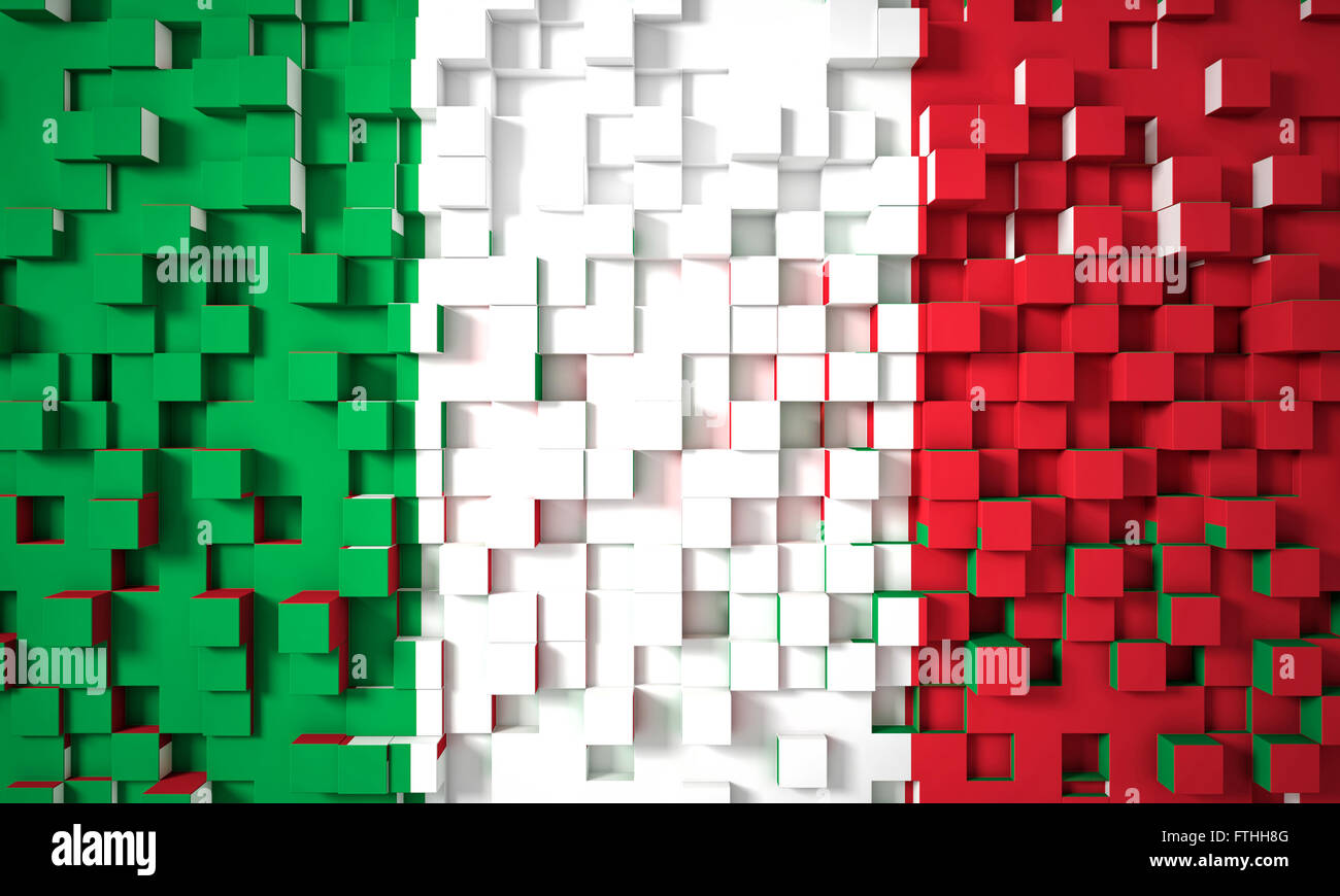 3D-Hintergrund geometrische italienische Flagge Stockfoto