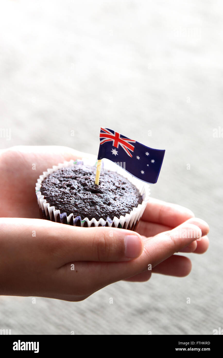 Australische Flagge auf Schokoladentörtchen Stockfoto