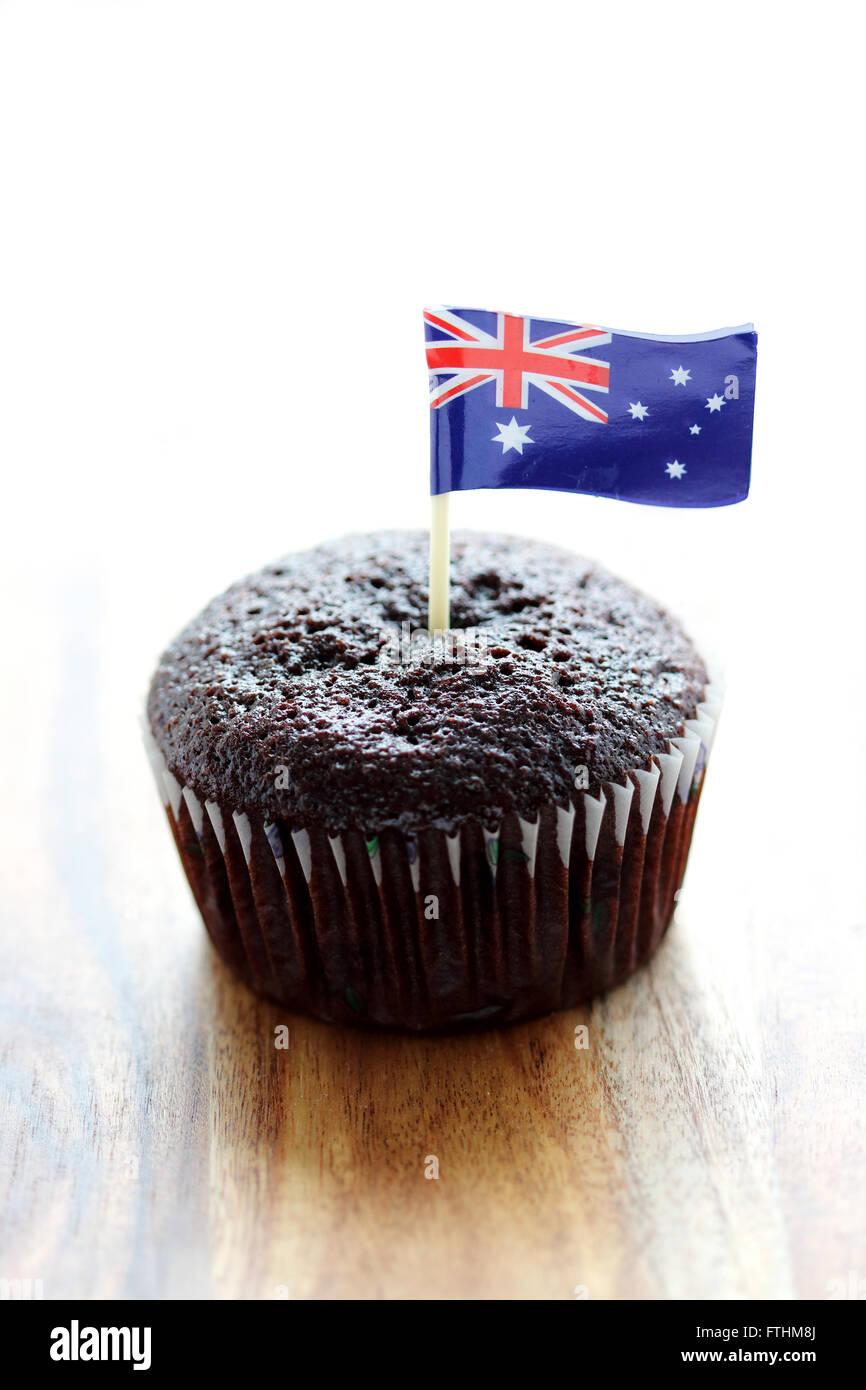 Australische Flagge auf Schokoladentörtchen Stockfoto
