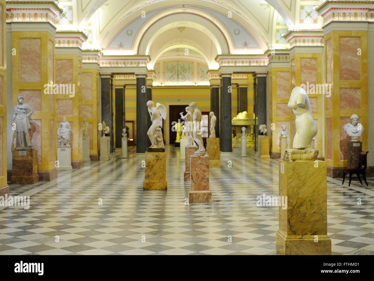 Die Eremitage. Auflistung der Antikensammlung. Statuen-Halle. Sankt Petersburg. Russland. Stockfoto