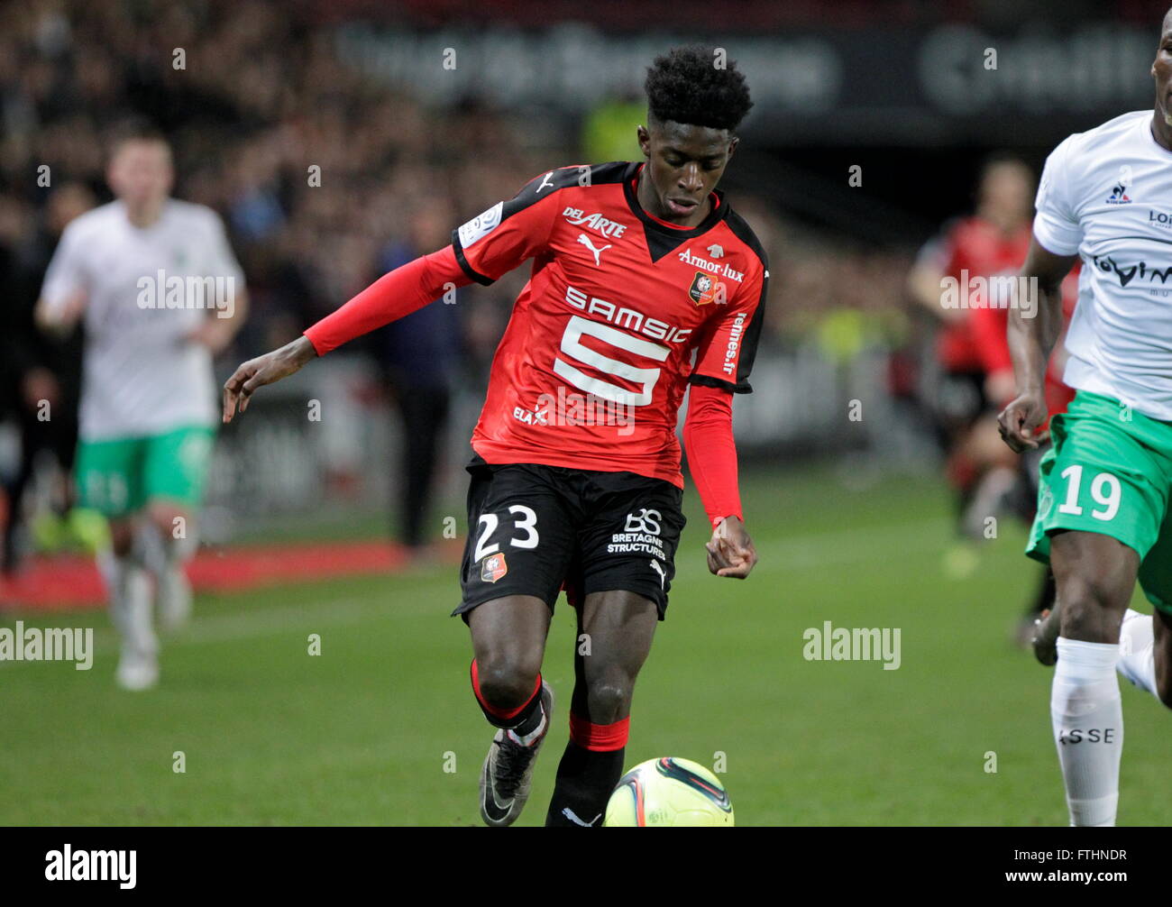 : Dembélé Ousmane wenn eine Liga entsprechen Stade Rennais - AS Saint-Étienne 4. Februar 2016 in Roazhon Park, Rennes Stockfoto