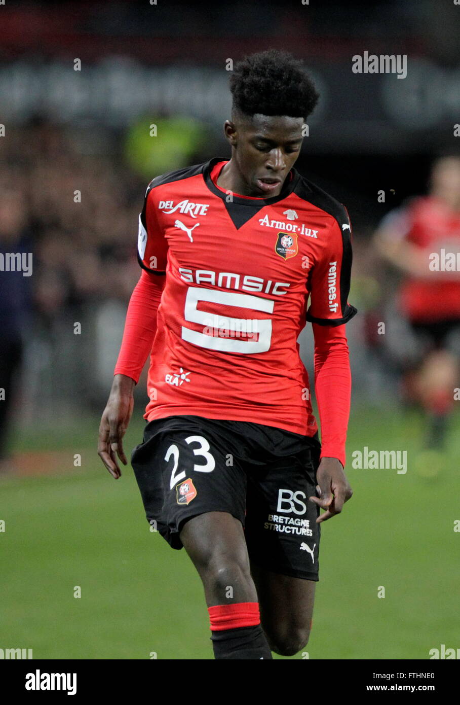 : Dembélé Ousmane wenn eine Liga entsprechen Stade Rennais - AS Saint-Étienne 4. Februar 2016 in Roazhon Park, Rennes Stockfoto