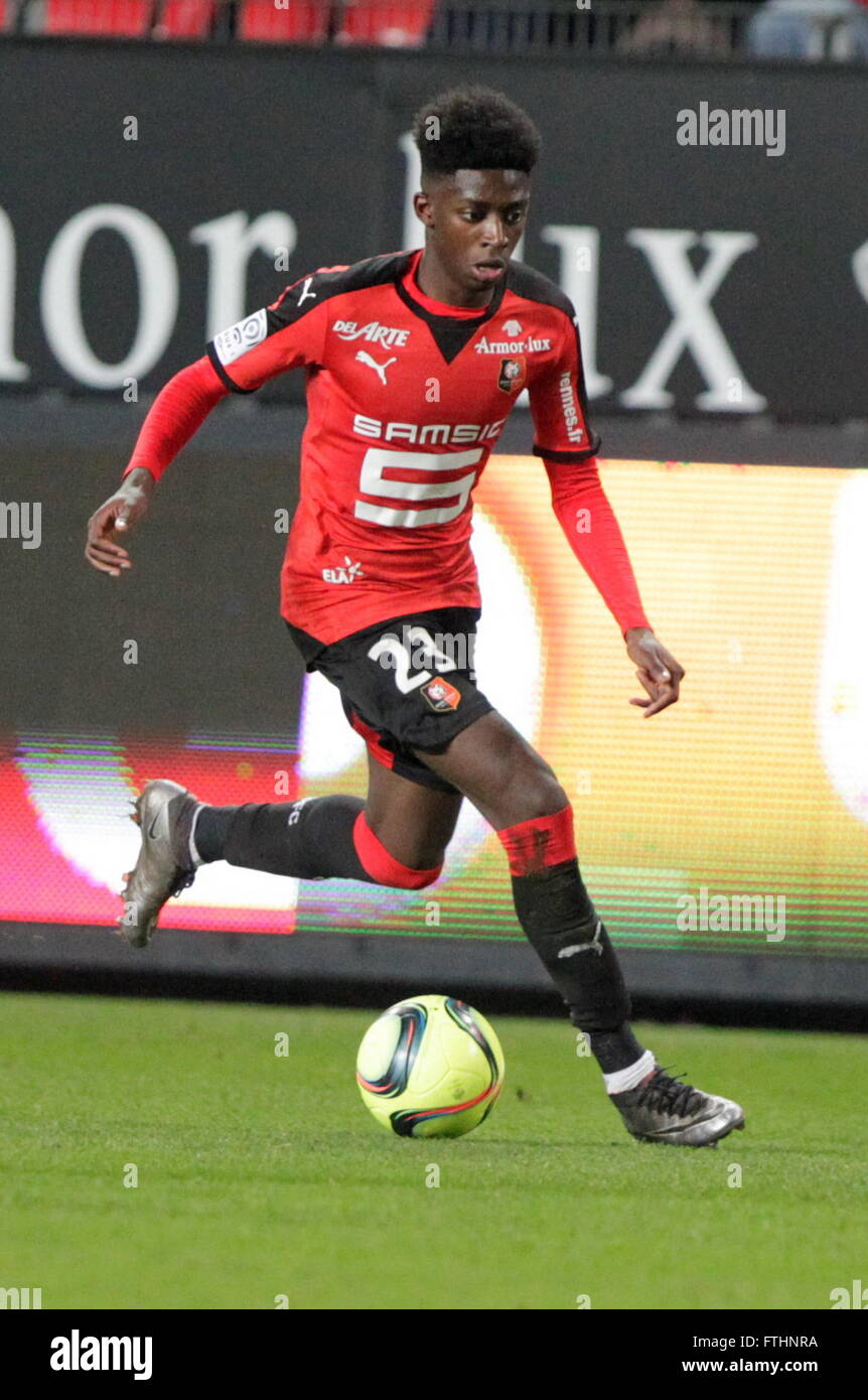 Ousmane Dembélé wenn eine Liga entsprechen Stade Rennais - AS Saint-Étienne 4. Februar 2016 in Roazhon Park, Rennes Stockfoto