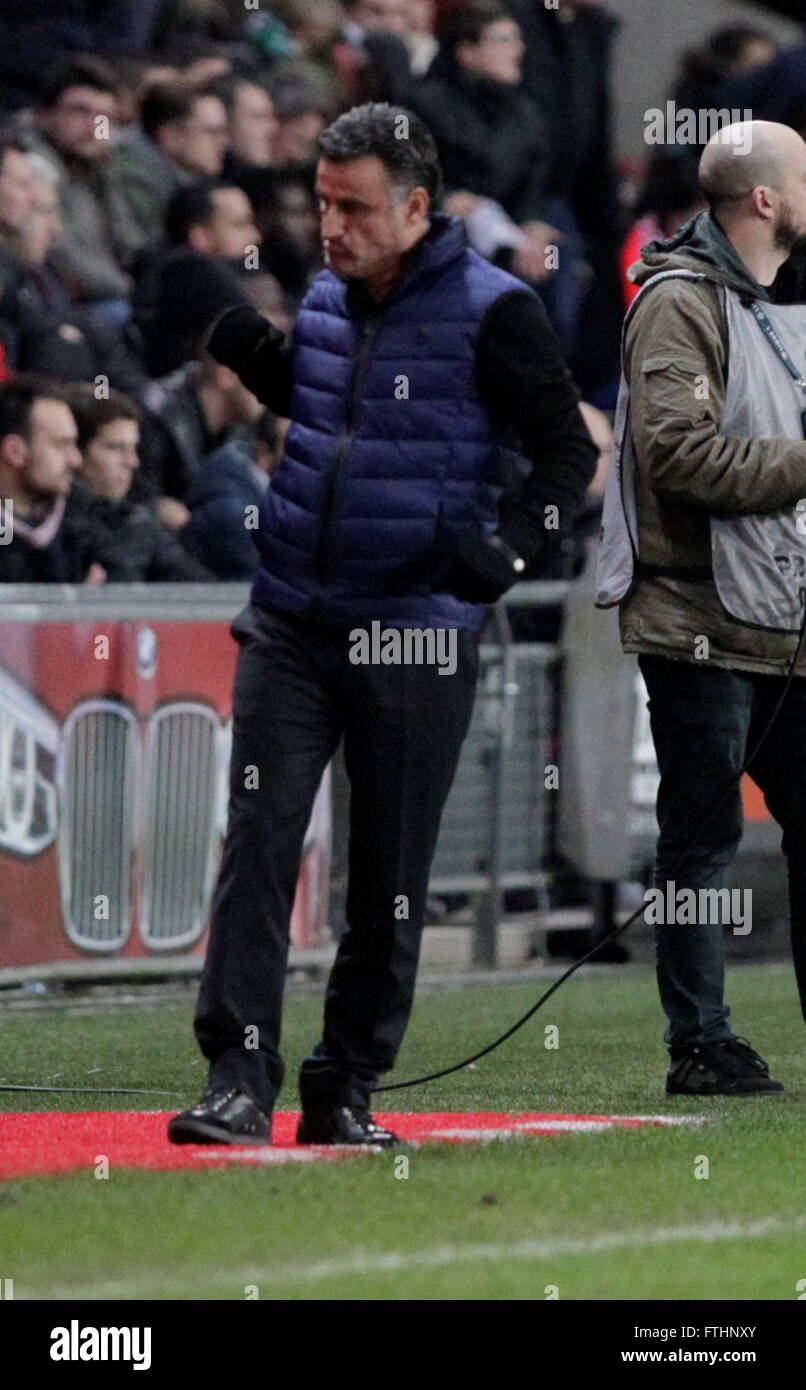Christophe Galtier wenn eine Liga entsprechen Stade Rennais - AS Saint-Étienne 4. Februar 2016 in Roazhon Park, Rennes Stockfoto