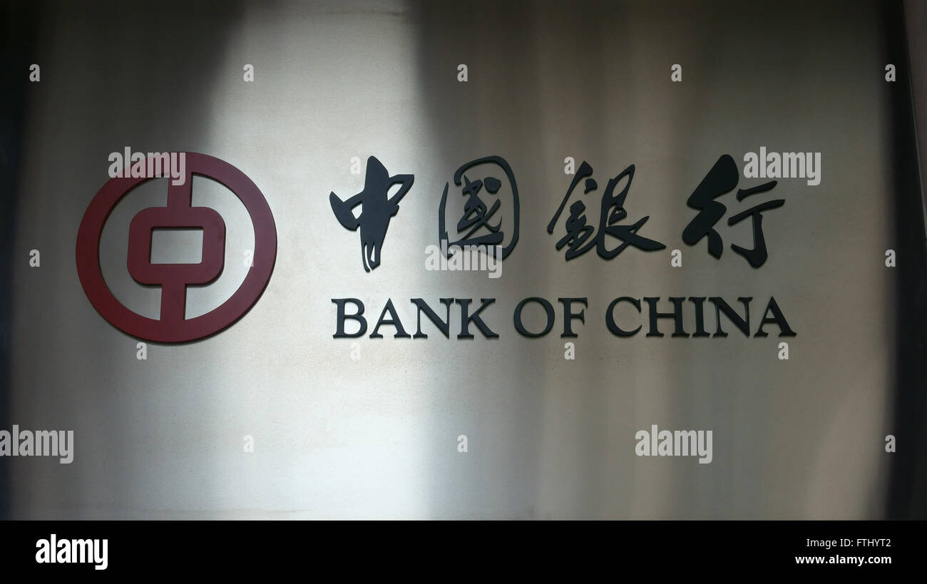 Bank of China Zeichen London England UK Stockfoto