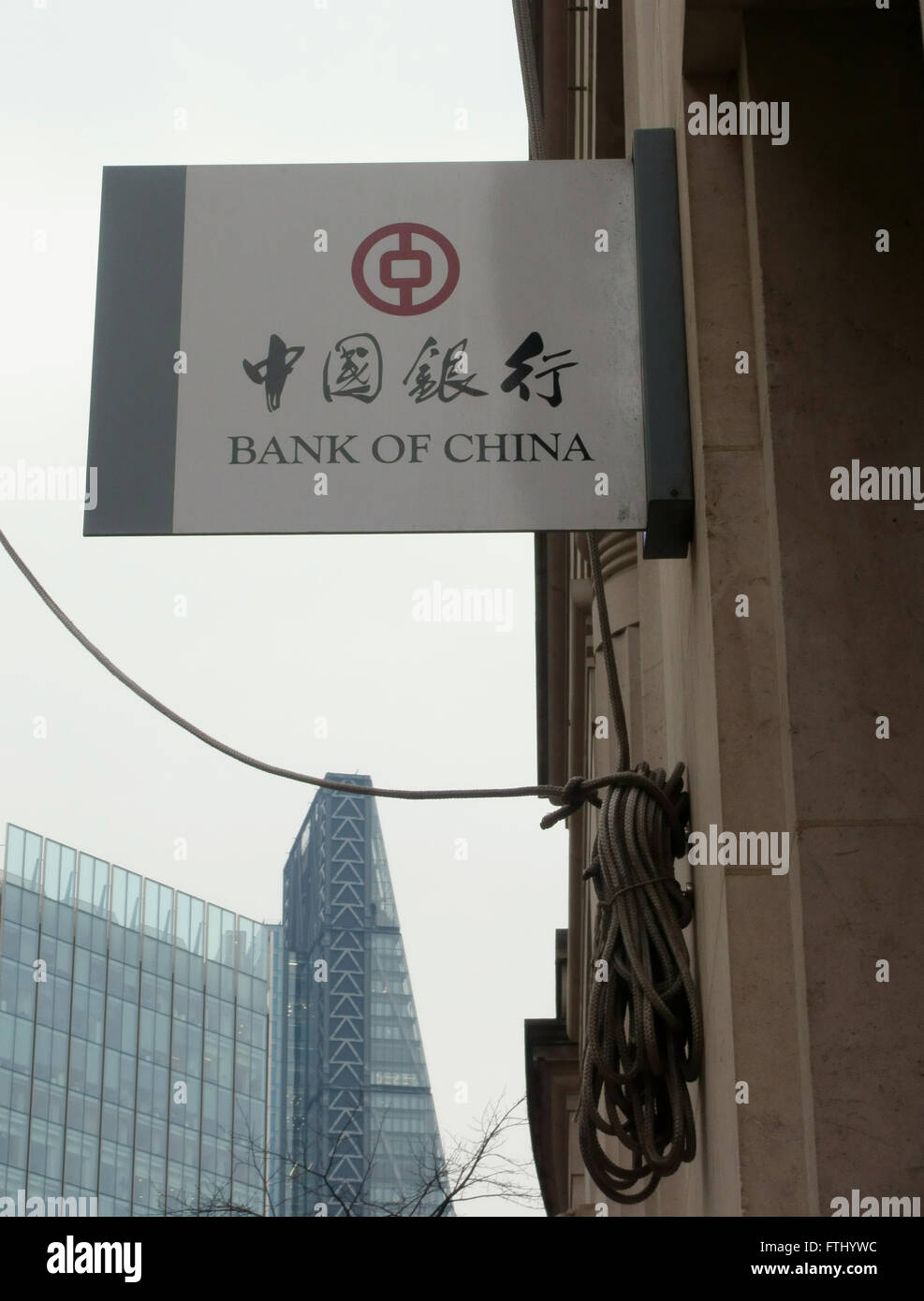 Bank of China Zeichen London England UK Stockfoto