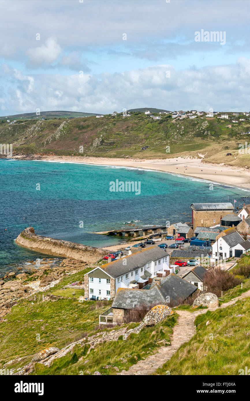 Malerische Küstenlandschaft in Sennen Cove, Cornwall, England, Großbritannien Stockfoto