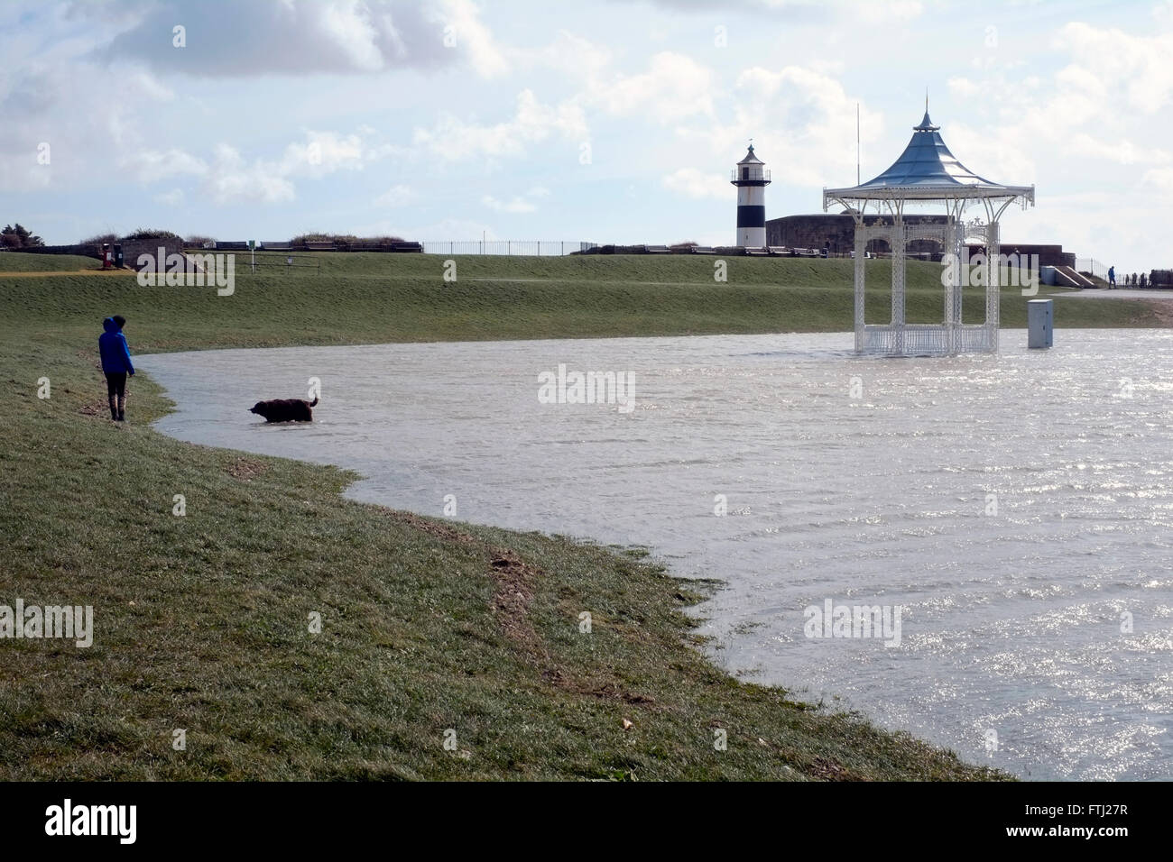 Southsea common Überschwemmungen infolge von Stürmen katie Stockfoto