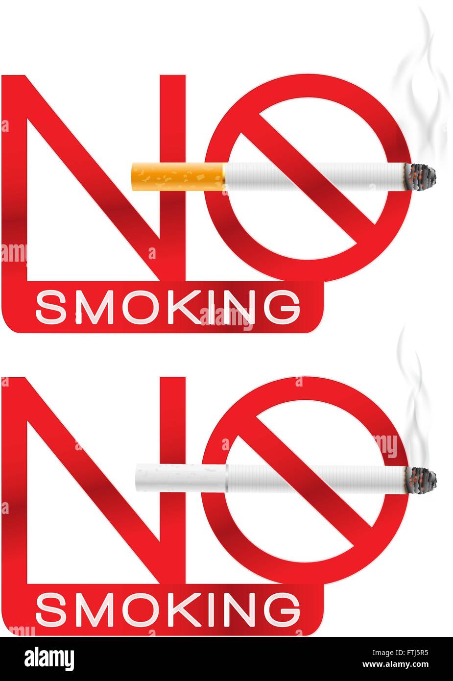 kein Rauchen Zeichen mit Zigarette und Rauch. Vektor-illustration Stock Vektor