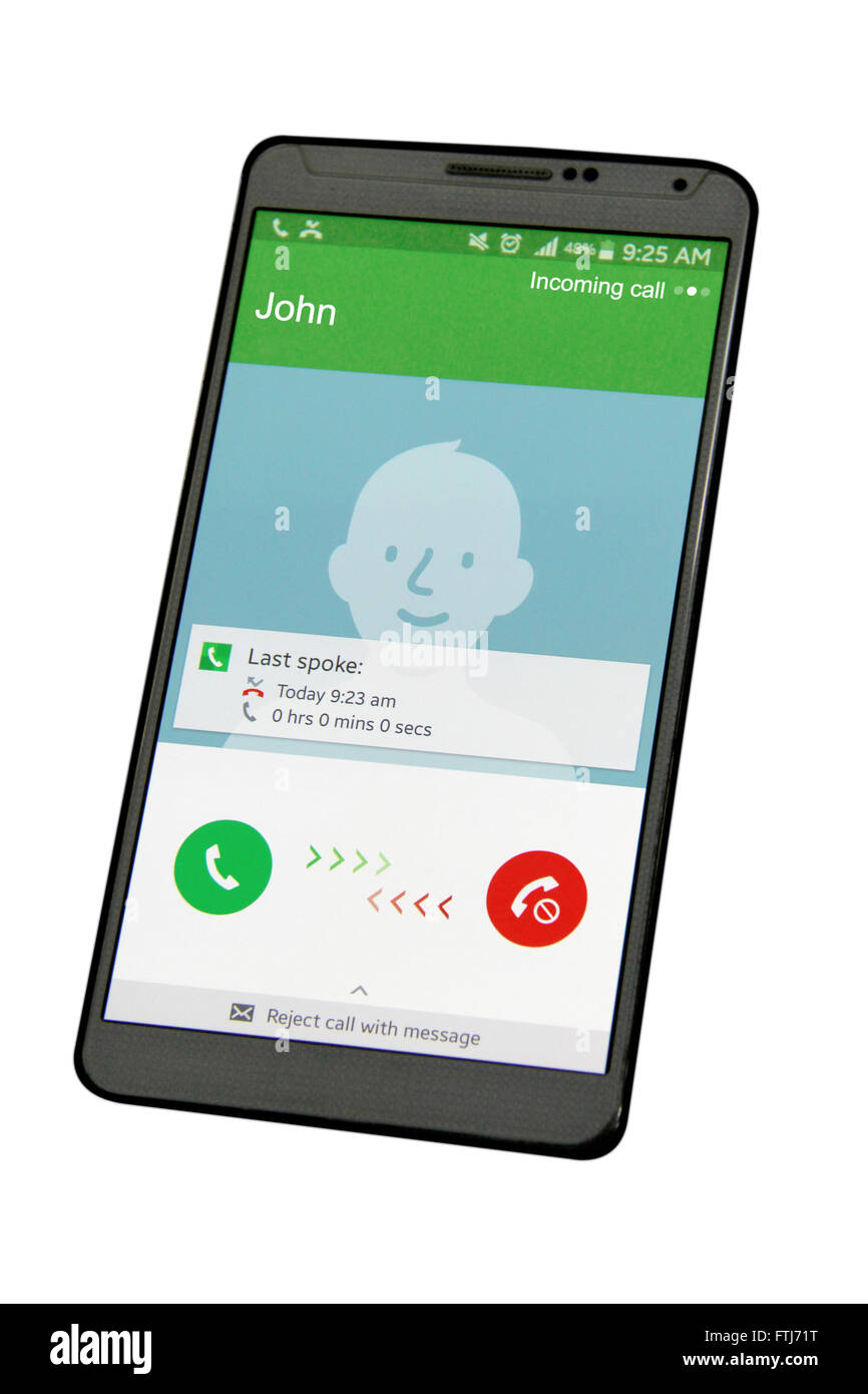 Eingehenden Anruf auf android-Handy Stockfoto