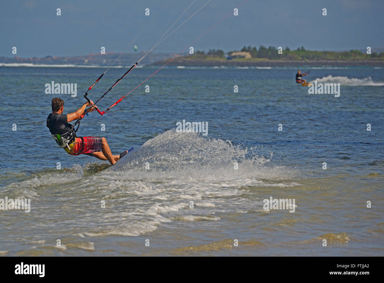 Kitesurfer bin Strand von Sanur, Bali, Indonesien Stockfoto