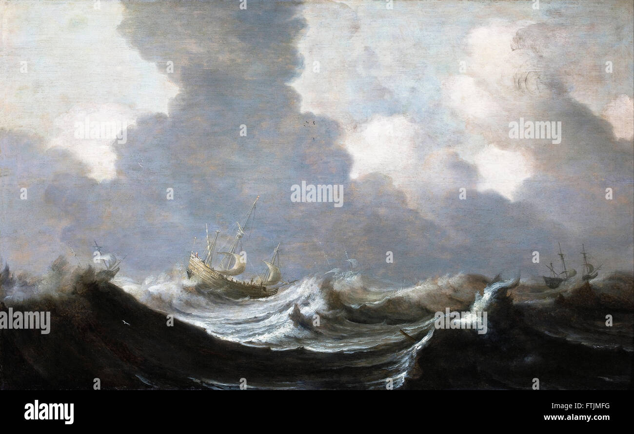 Pieter Mulier Elder - vier Schiffe laufen vor einem Sturm - Hallwyl Museum Stockfoto