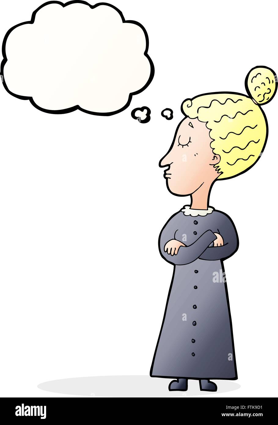 Cartoon strengen viktorianischen Lehrer mit Gedankenblase Stock Vektor