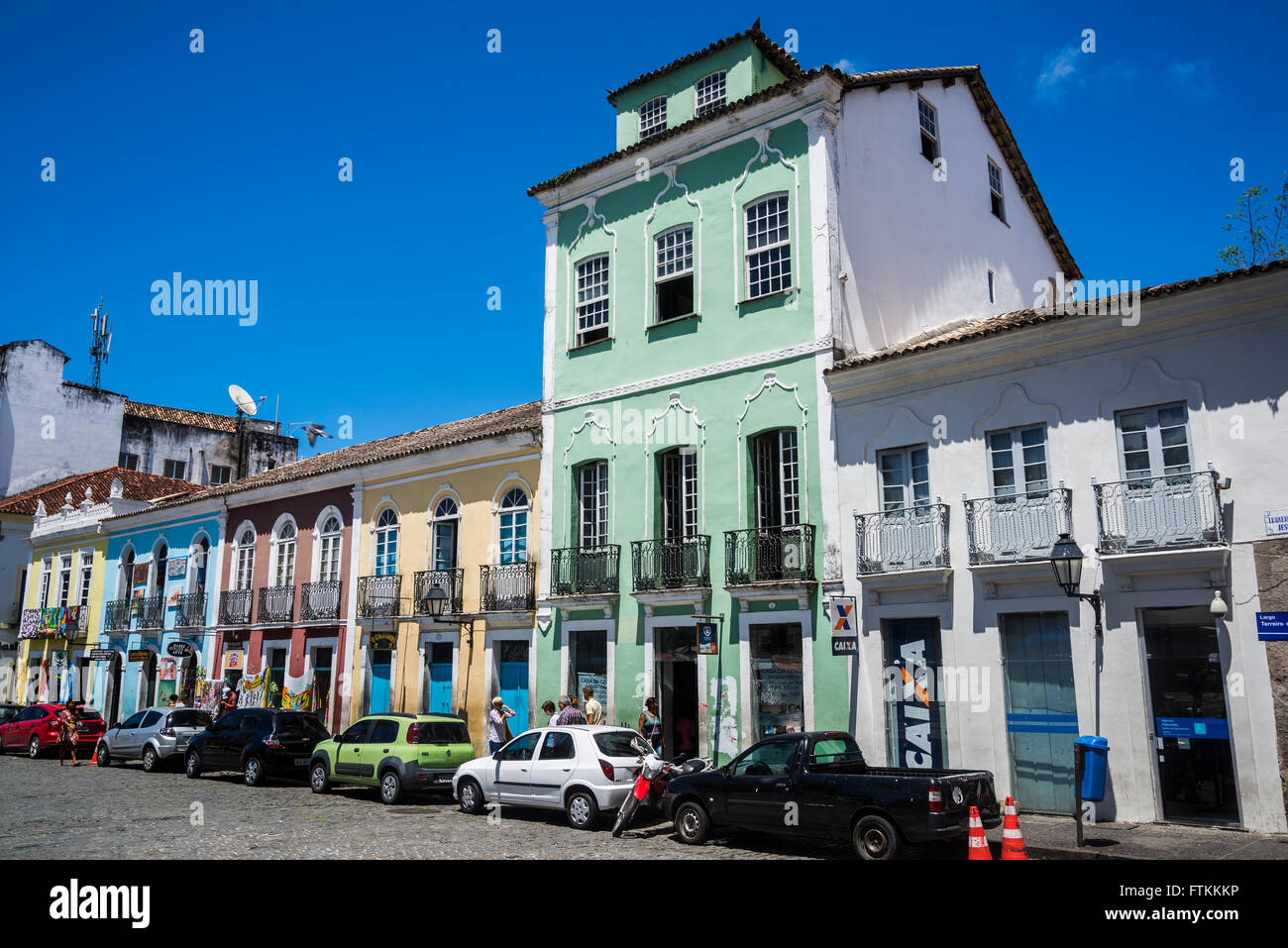 Portugiesische Kolonialarchitektur, Praca de Se, Salvador, Bahia, Brasilien Stockfoto